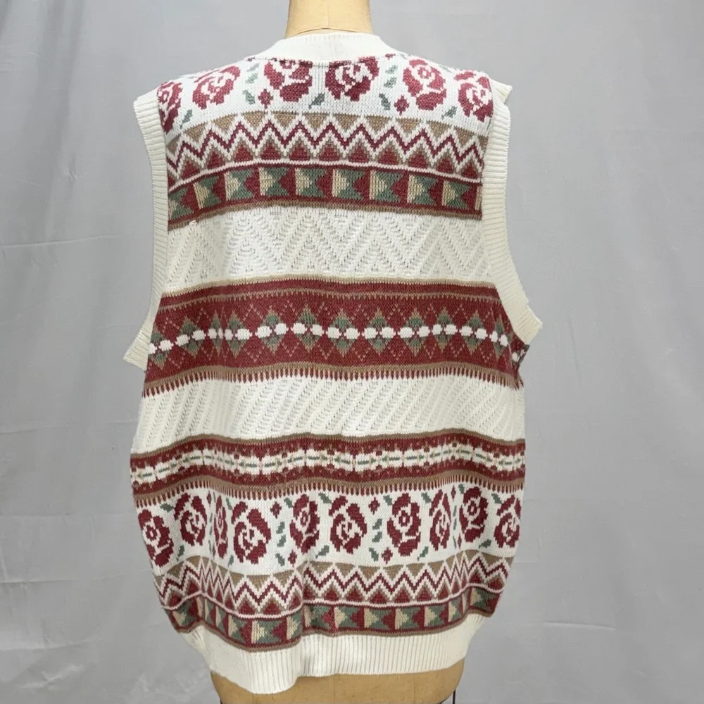 VINTAGE cottage rose knit‎ sweater cardigan button front cottagecore floral 90s - Picture 5 of 11